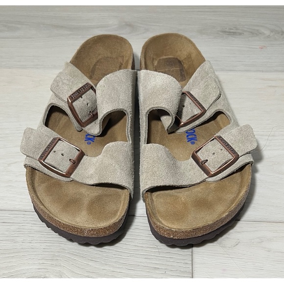 Birkenstock Arizona Suede Taupe soft footbed US women 11 - Men 9 - Picture 1 of 8